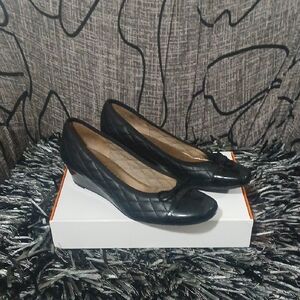 Black Quilted Wedge Ballet Flats - Women